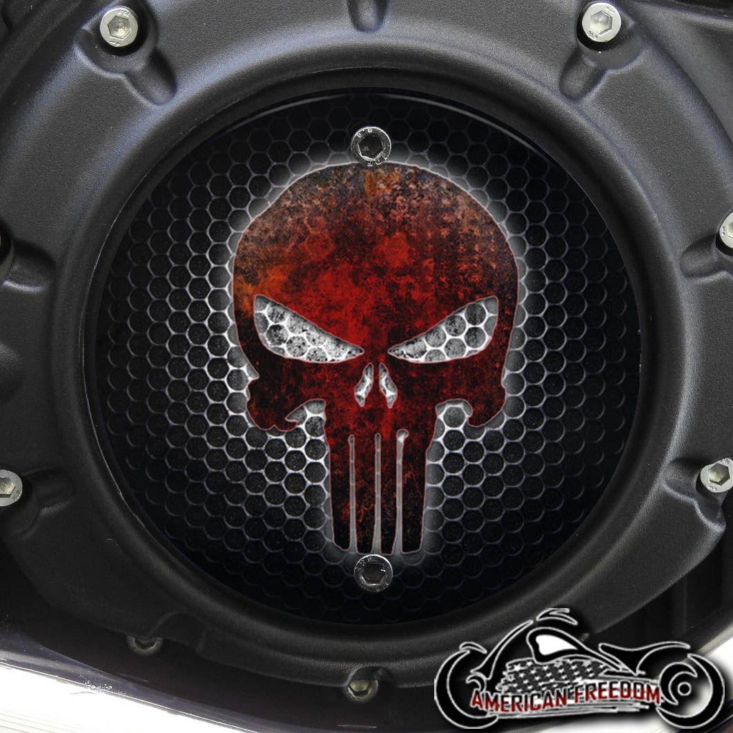 Indian Scout Derby Cover - Red Punisher Skull